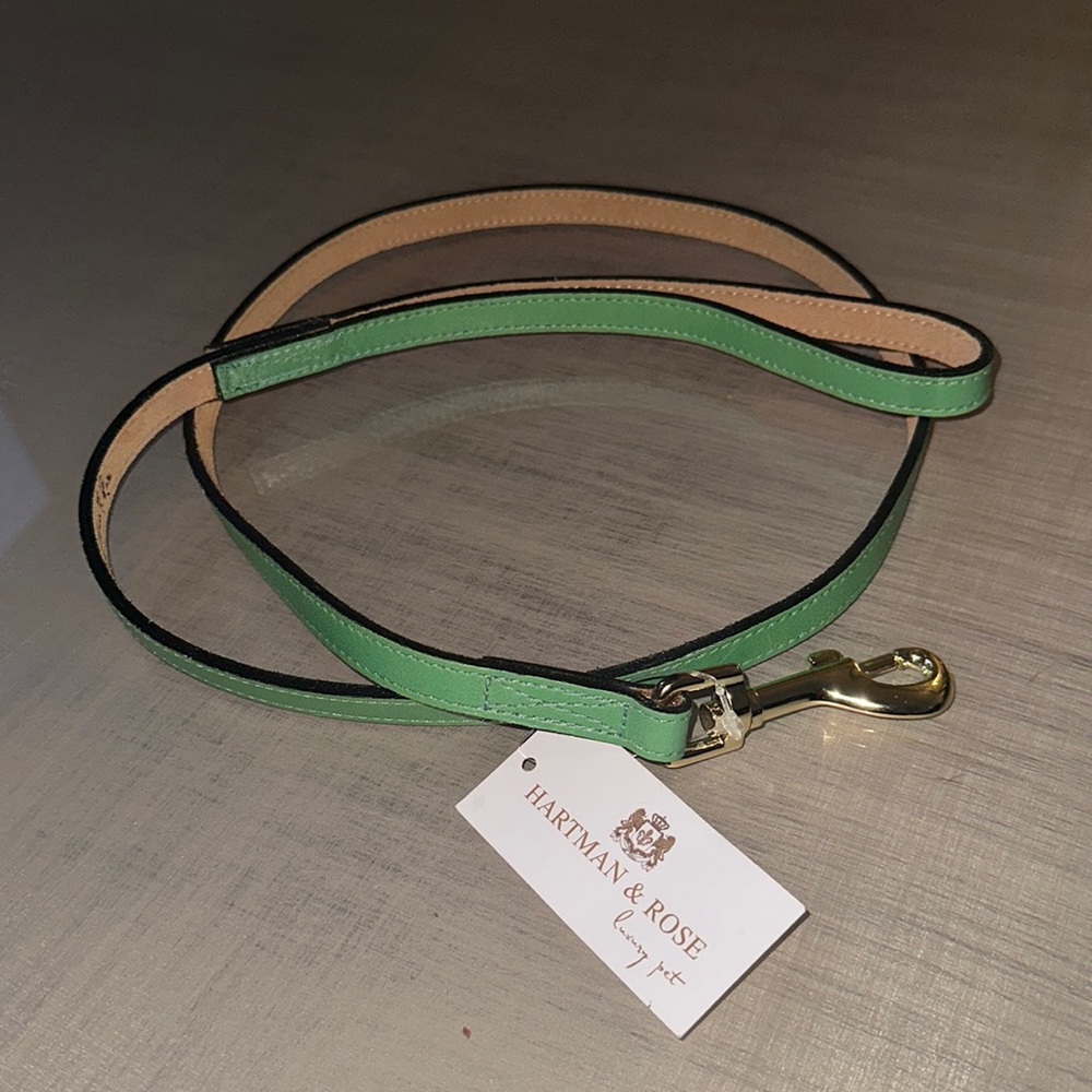 NWT Hartman & Rose Kelly Green Leather Dog Leash